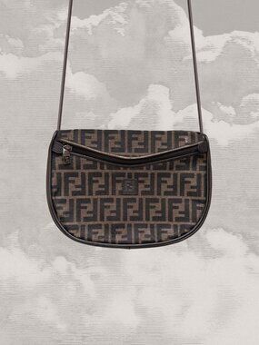 FENDI FF Zucca Vintage Monogram Shoulder bag crossbody clutch 1990s 3-way